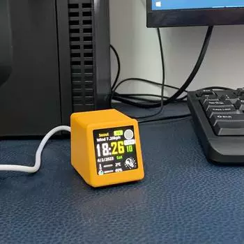 Метеостанция Smart Touch WiFi Настольный цифровой аналоговый будильник Маленький альбом Фоторамка ЖК-цифровой термометр гигрометр жёлтый