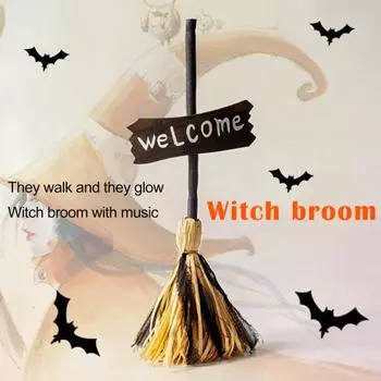 Метла ведьмы интерактивная волшебная ходячая метла игрушка креативное украшение на Хэллоуин для развлечения в доме с привидениями