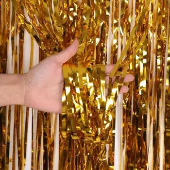Метр 1x3 Великолепный разноцветный дождевой занавес для праздничных мероприятий и фотофонов 1x3m Gold