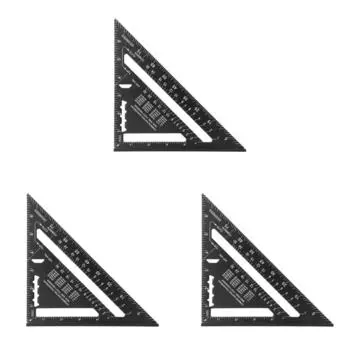 Метрическая 7-дюймовая алюминиевая линейка-треугольник, транспортир для измерения углов (черный) #F
