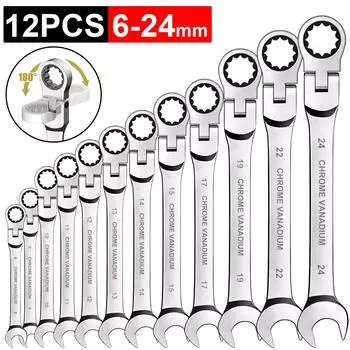 Метрический гаечный ключ с храповым механизмом Flex-Head, торцевой гаечный ключ с 72-зубчатым храповым механизмом