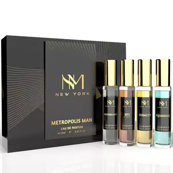 Metropolis Man Luxury Perfume Set Of 4 | Премиальные роскошные духи | подарок на день рождения для мужчин | Мужские духи со стойким запахом | 15 мл каждый 60 ml