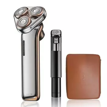 METZ Electric Electric вращающийся 45 Включает нос волос для влажной и сухой низкой IPX7 ванной сенсорный датчик хранения футляр Подарочная бритва, бритва, мужская бритва, серебряный