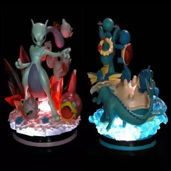 Mew Mewtwo Lapras Squirtle может излучать свет, сцена аниме, фигурка, модель куклы 16 см, декоративные подарки, собранная игрушка