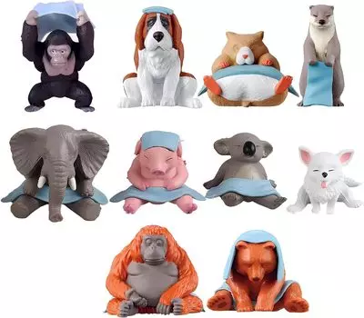 Mewfotrey Animal Sauna Фигурки животных Набор из 10 игрушек животных Миниатюрные животные Сауна Модели животных Товары Украшения для моделей саун Разные товары