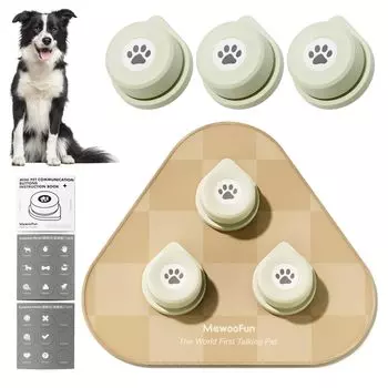 MEWOOFUN Dog Recording 3 Mini для небольшого разговора, голосового общения, дисциплины, обучения домашних животных, поставляется с натуральным резиновым ковриком, кнопкой, деталями,