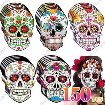 Mexican Day of The Dead Masks Diy Skull Mask Halloween Party Masquerade Paper Skeleton Ghost Face Masks Halloween Decorationv