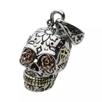 Mexican Rose Eye Skull Pendant fp0501 [Figmart] [Silver Accessory]
