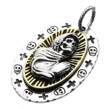 Mexican Skull Medai Pendant fp0498 [Figmart] [Silver Accessory]