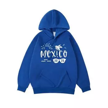 Mexico Beach Printing Hoodies Womens Basics Comfortable Hooded Fleece Warm Loose Sweatshirt Pocket Womans Streetwears M