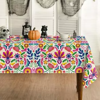 Mexico Day of The Dead Tablecloth Mexico Fiesta Party Decor Dia De Muertos Table Cloth Washable Table Decor Halloween Decoration 50x50cm napkin