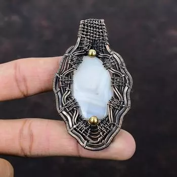 Мексиканская лагуна кружевной агат кулон медная проволока обернутая ювелирные изделия драгоценный камень кулон ювелирные изделия ручной работы медная проволока обернутая кулон помолвочные подарки