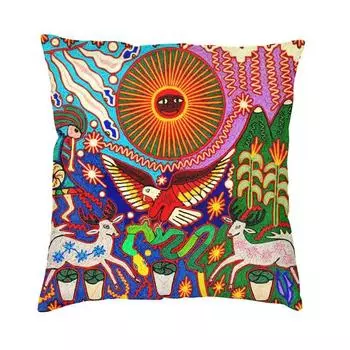 Мексиканская наволочка Huichol 45x45 см для дивана, современная наволочка, бархатная наволочка 30x30cm 12x12in