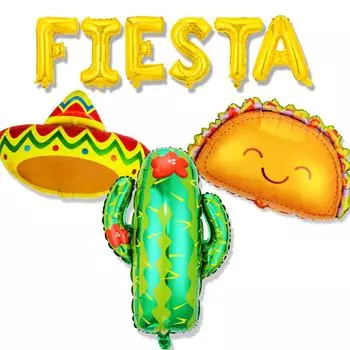 Мексиканские алюминиевые воздушные шары TACO, блинные воздушные шары, еда, фестиваль, вечерние кактусы, пиньята, фольгированные шары, праздничный декор, товары для вечеринок