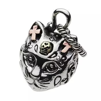 Мексиканский череп кошки кулон серебро p0640 [Cenote] [925 аксессуары]