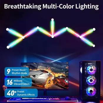 Mexllex 9PCS RGB Smart LED настенные светильники с синхронизацией музыки, 5 В USB APP управление, 9 музыкальных режимов, 16 миллионов цветов для игрового дома
