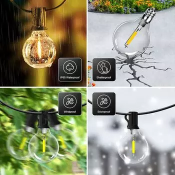 Mexllex G40 LED Globe String Lights Outdoor with Plug, Plastic Waterproof Bulbs For Christmas Party Garden Decorate Garland Lamp EU Plug