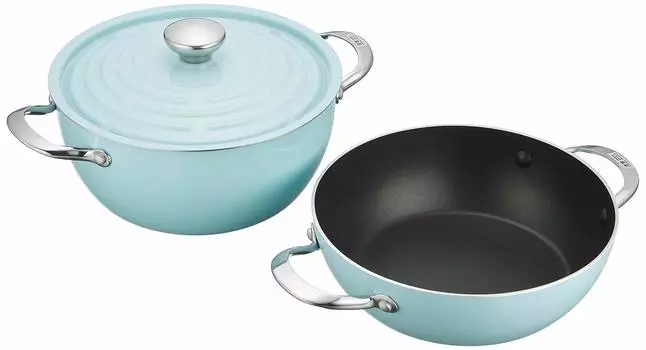 Meyer Pot Pot Set 24cm Aluminum Alloy Compatible with All Heat Sources Lightweight Two-Handed Light Blue [] LPT-2SBU синий