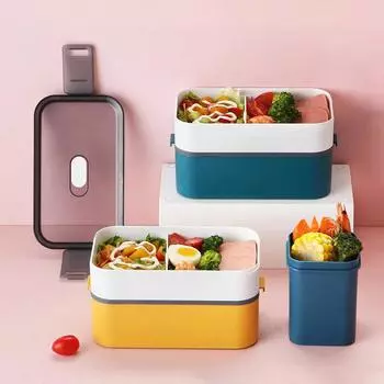 MeyJig 2 Layers Lunch Box Office/School Bento Box Microwave Heating Food Container Lunch Box 1000/1600 ml