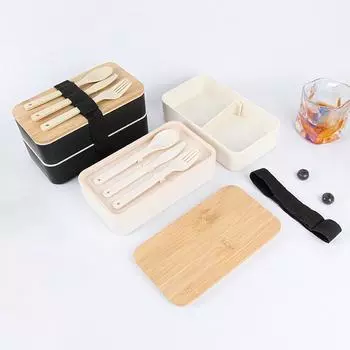 MeyJig Bento Box 2-слойный ланч-бокс герметичный контейнер для здоровой пищи из пшеничной соломы белый