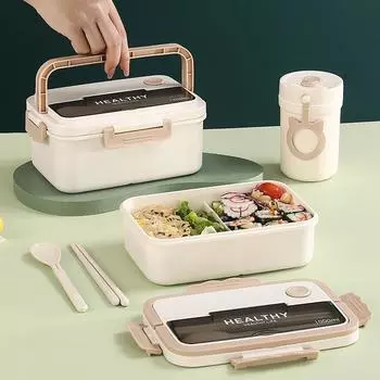 MeyJig Lunch Box 2 Layer Portable Compartment Fruit Food Box With Tableware Food Storage 1000ML/1500ML