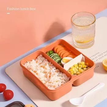 MeyJig Lunch Box Separate Food Container Leak Proof for Microwave Heating Office/School/Hiking Bento Box оранжевый