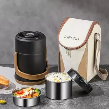 MeyJig Термос из нержавеющей стали Ланч-бокс Герметичный Bento Box Контейнеры для хранения еды 2 л 2000ml чёрный