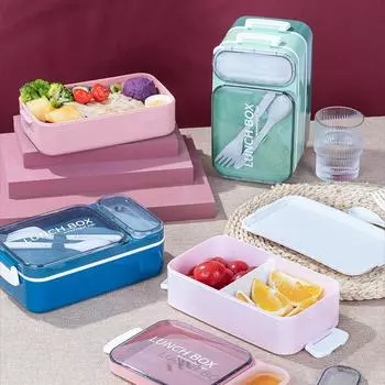 MeyJig Two-layer Lunch Box Stainless Steel Leakproof Bento Box Microwavable Food Container with Tableware 800ml розовый