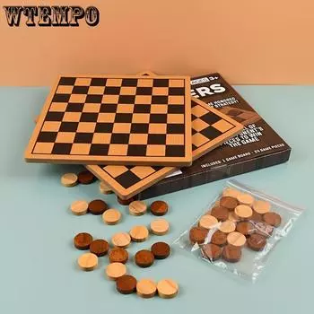 Международная шахматная настольная игра WTEMPO, 1 шт., шахматные фигуры для прыжков, домашняя шахматная доска, шашки, черно-белые наборы шахмат для игры в монополию Go Gobang 25.5cm чёрный