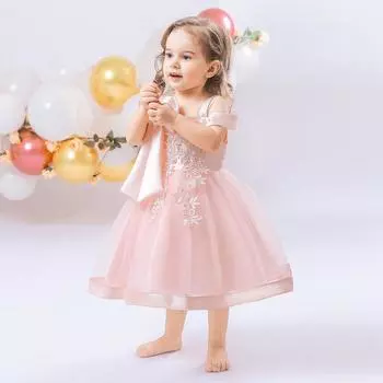 «Международное свадебное платье принцессы на одно плечо с жемчужной вышивкой для девочек» 90 cm