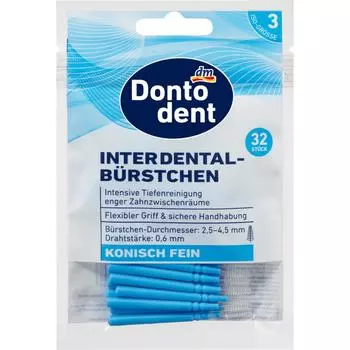 Межзубной ершик Dontodent Германия DM синий 0,6 мм ISO3 32 шт.
