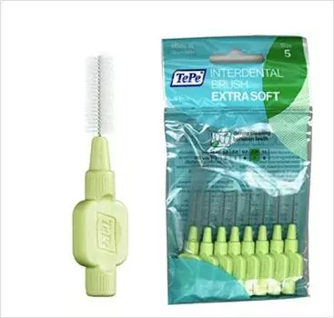 Межзубные щетки Tepe Extra Soft 5 упаковок 0,8 мм зеленый пастельный