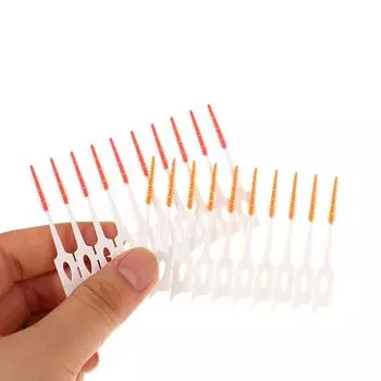 Межзубные силиконовые щетки 200 шт. Зубочистки для чистки зубов между зубами с нитью Инструменты для чистки полости рта светло-синий