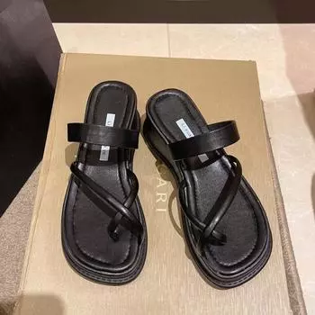 Тапочки на платформе Mezzanine женские летние 2024 года, новые модные пляжные туфли в стиле феи, нишевый дизайн, римские тапочки 35 жёлтый