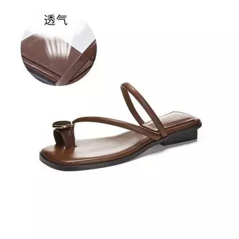 Mezzanine slippers women s 2025 summer new casual half slippers women s square head low heel cool slippers women s fashion women s shoes trend 35