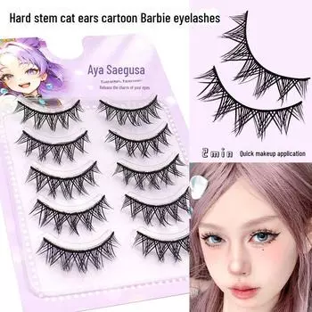 MF09 V-Shaped Barbie Cat Ear False Eyelashes - Thick Cross Style