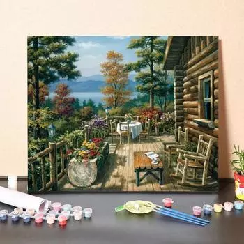 MF172 Цифровая картина маслом Акварель Ручная роспись Пейзаж Эстетическая картина шале Цифровой комплект Украшение гостиной Картина Рождественский подарок