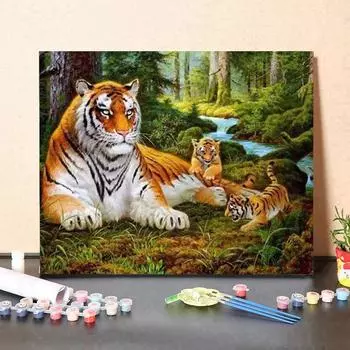 MF260 Цифровая картина маслом, акварель, тигр, комплект для рисования ребенка и мамы, украшение для гостиной, Рождественский подарок