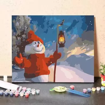 MF346 Цифровая картина маслом, акварель, ручная роспись, Рождественский комплект для рисования снеговика, украшение для гостиной, картина, Рождественский подарок разноцветный