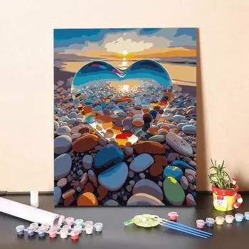 MF815 Цифровая картина маслом, акварель, ручная роспись, пляжная галька, цифровой комплект, украшение для гостиной, картина, Рождественский подарок