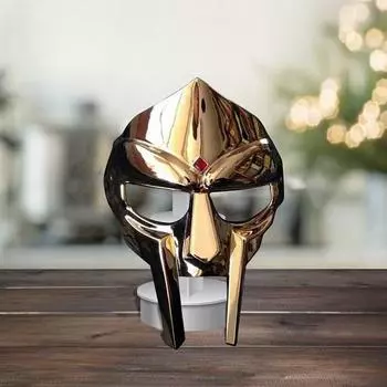 MF Doom Маска Гладиатор Безумный злодей 18G Сталь Латунь Броня для лица Средневековая ручная работа с золотой отделкой