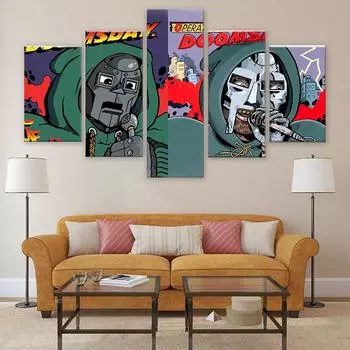 MF Doom Operation Doomsday альбом 5 панелей HD настенное искусство холст постеры живопись для гостиной домашний декор фотографии украшения 20x35 20x45 20x55cm