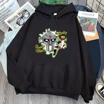 MF DOOM Рэппер Певица Толстовка с принтом унисекс Толстовки с длинными рукавами Хип-хоп Rip Одежда унисекс Уличная одежда с капюшоном Флисовая зимняя толстовка 2XL