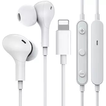 MFi Officially Certified iPhone Earphones Lightning Wired Earphones Genuine iPhone Compatible Volume Adjustment Callable Remote Included Stereo