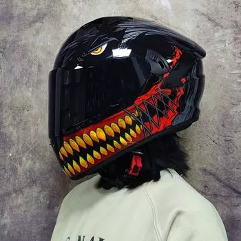 MFполнолицевой мотоциклетный шлем с двойным щитком и съемной моющейся внутренней подкладкой, гоночный мотошлем L