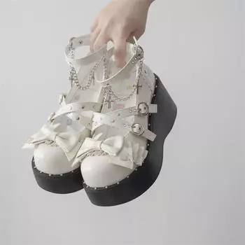 MGG retro punk goth shallow mouth platform Lolita shoes hip hop girl Lolita shoes JK small leather shoes sweet cool 35