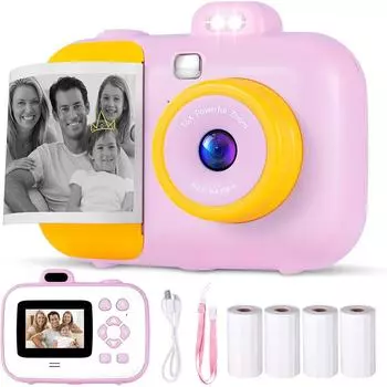 Мгновенная фотокамера Детская камера Фотографии для детей с термопечатью Бумага Игрушки для девочек Подарочные 2.7k Фотокамеры