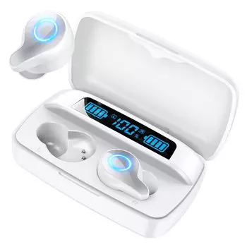 мгновенное соединение при открытии наушников Bluetooth Совместимость с высоким качеством звука Большая емкость зарядного футляра 8 часов белый