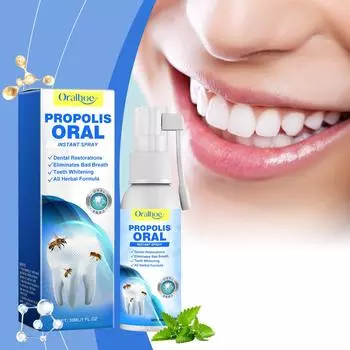 Мгновенный спрей для полости рта с прополисом, Мгновенный спрей для полости рта с прополисом, Спрей для здоровья полости рта с прополисом, Ополаскиватель для полости рта, отбеливающий зубы, Глубокая чистка зубов.30 мл One Size