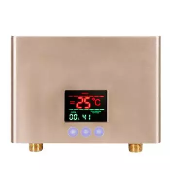 Мгновенный водонагреватель 3 кВт Мини электрический проточный водонагреватель настенный со светодиодным дисплеем 3-уровневый EU Plug золотой